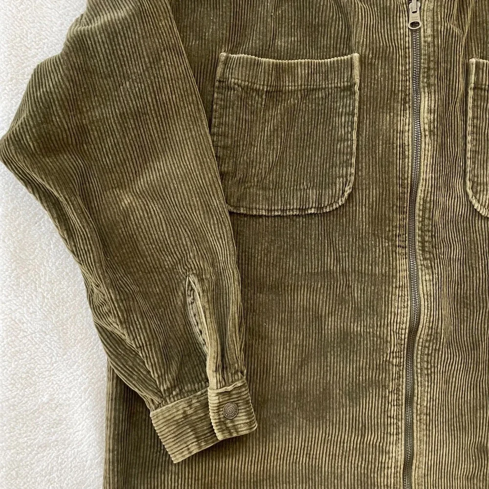 Vintage 90s Canyon River Blues Mens Medium Shirt Jacket Olive Green Corduroy Zip